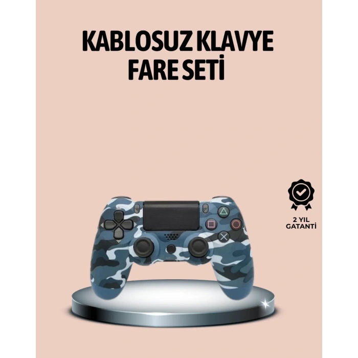 Nevamel® Bluetooth Kablosuz PS4 Gamepad Çift Motorlu Siyah Controller