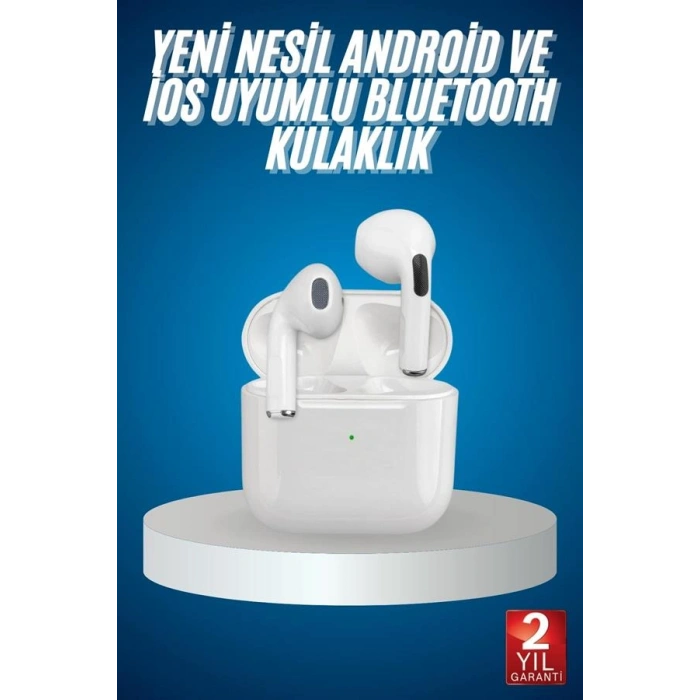 Nevamel Bluetooth Kulaklık Beyaz Çağrı Cevaplama Dokunmatik Kontrol Kablosuz