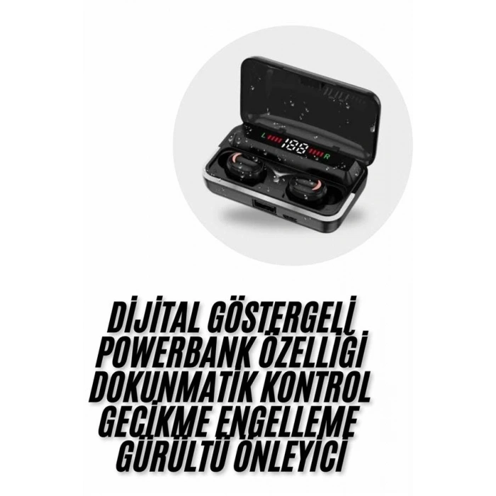 Nevamel Bluetooth Kulaklık Dijital Şarj Göstergeli Powerbankli Bass Özellikli Kablosuz Kulakiçi 5.1 Mikrofonlu