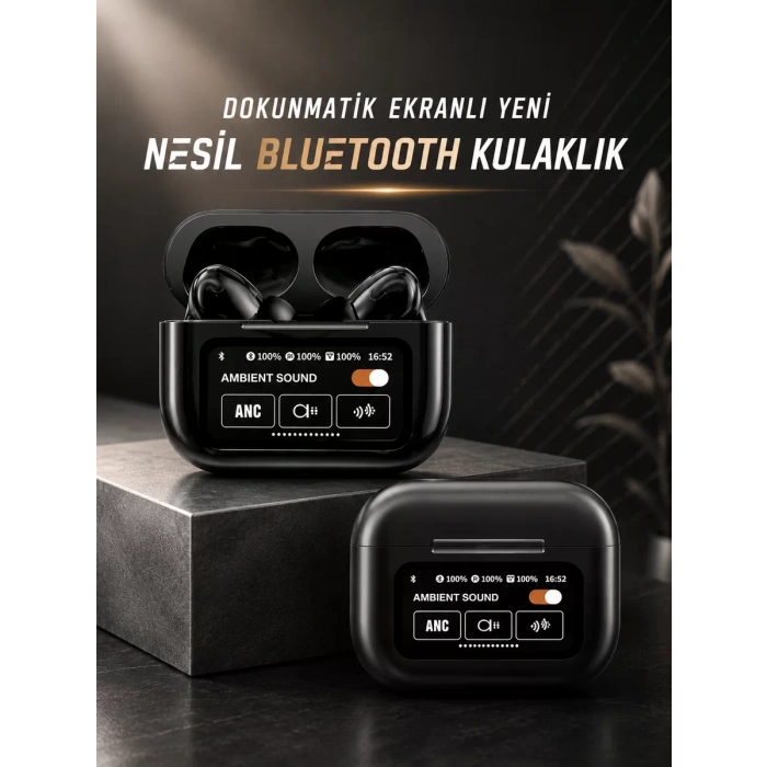 Nevamel® Bluetooth Kulaklık Kablosuz Ekranlı ANC/ENC Destekli Dokunmatik