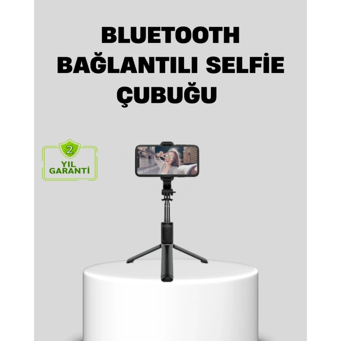 Nevamel Bluetooth Selfie Çubuğu – 360° Dönebilen Başlık Kablosuz Bağlantı