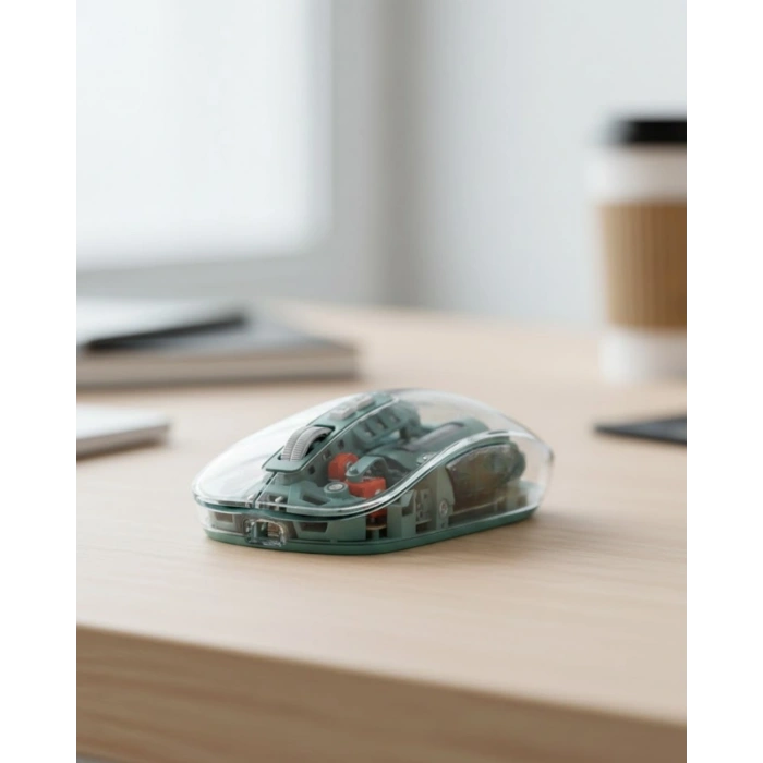 Nevamel® Bluetooth ve 2.4G USB Destekli Pilli Kablosuz Şeffaf Mouse