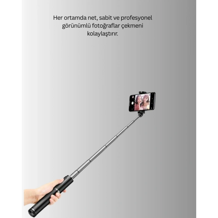 Nevamel Bluetooth’lu Işıklı Selfie Çubuğu – Katlanabilir 130 cm