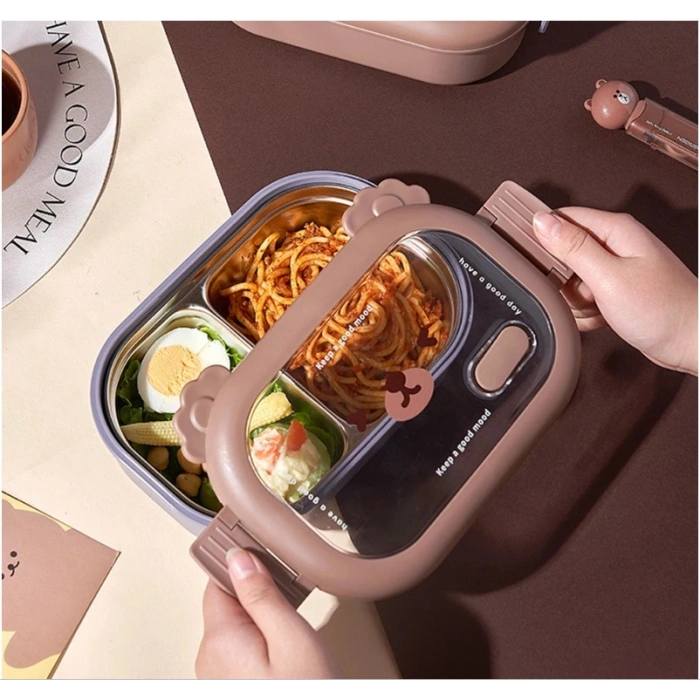 Nevamel Bölmeli Paslanmaz Çelik Yemek Kutusu