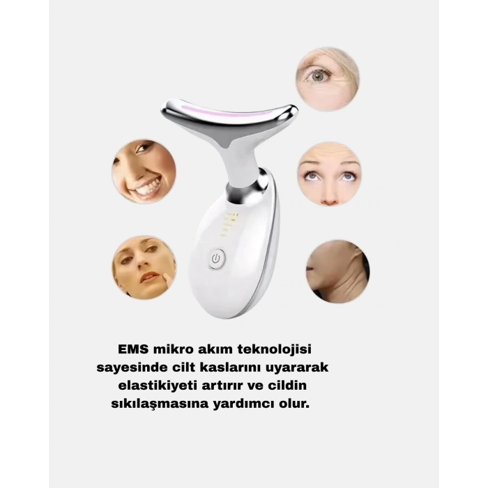 Nevamel® Boyun ve Gıdı Toparlayıcı EMS Cilt Sıkılaştırıcı 7000 Titreşim Isı Terapisi