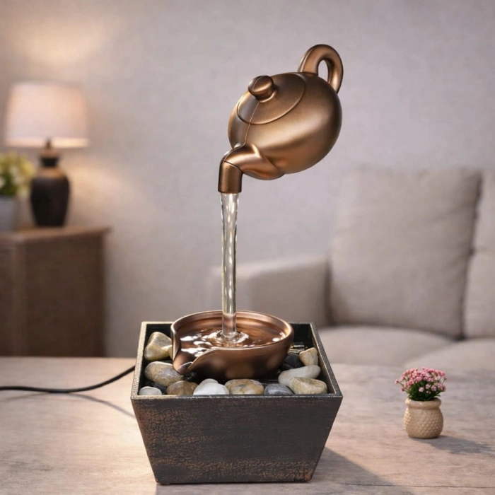 Nevamel® Bronz Demlik Tasarımlı Dekoratif Su Şelalesi