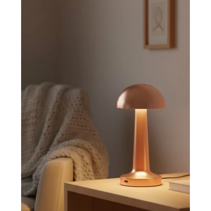 Nevamel® Bronz Dokunmatik Masa Lambası 3 Renk LED Şarjlı Kablosuz USB Çıkışlı