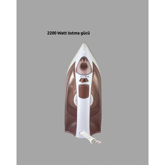 Nevamel® Buharlı Ütü 2200W Kireç Önleyici Self Clean Damlatmaz Kahverengi