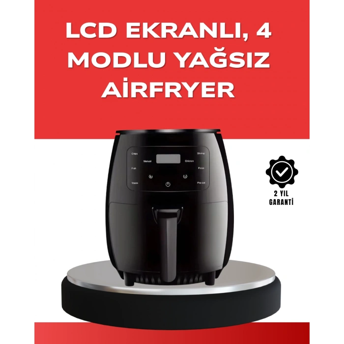 Nevamel® Büyük Boy 6 Litre Airfryer 2400W Sesli Uyarı LCD Ekran