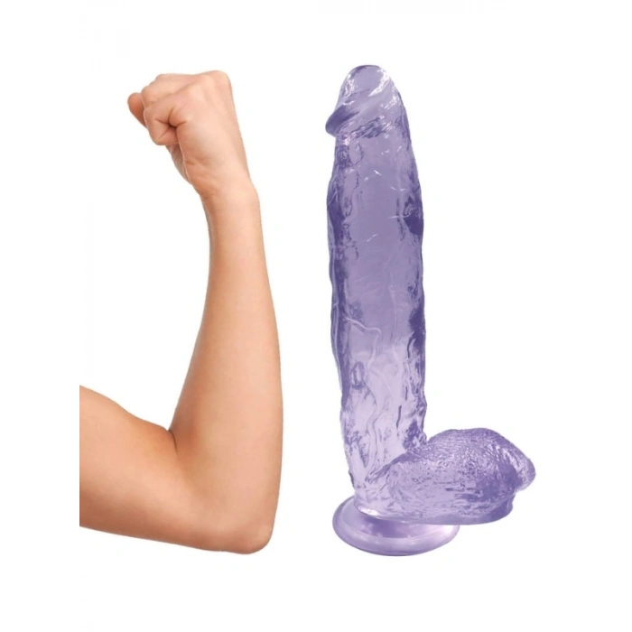 Nevamel® Büyük Boy Testisli Vantuzlu Mavi Jel Dildo 32Cm