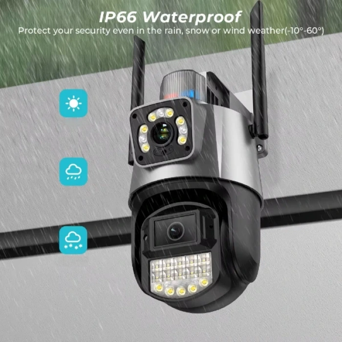 Nevamel Çakarlı Çift Lensli Dış Mekan Güvenlik Kamerası