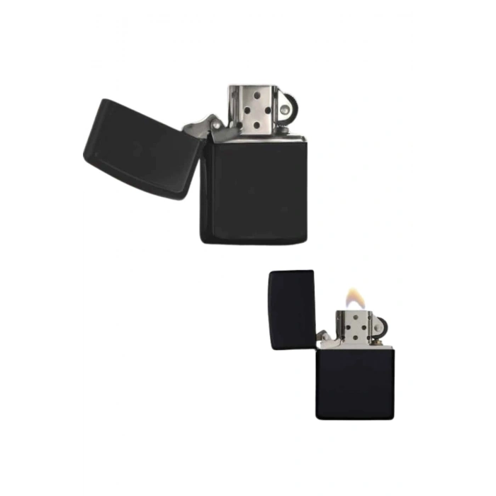 Nevamel Çakmak Parlak Siyah Zippo Benzinli Çakmak Cep Boy Doldurulabilir