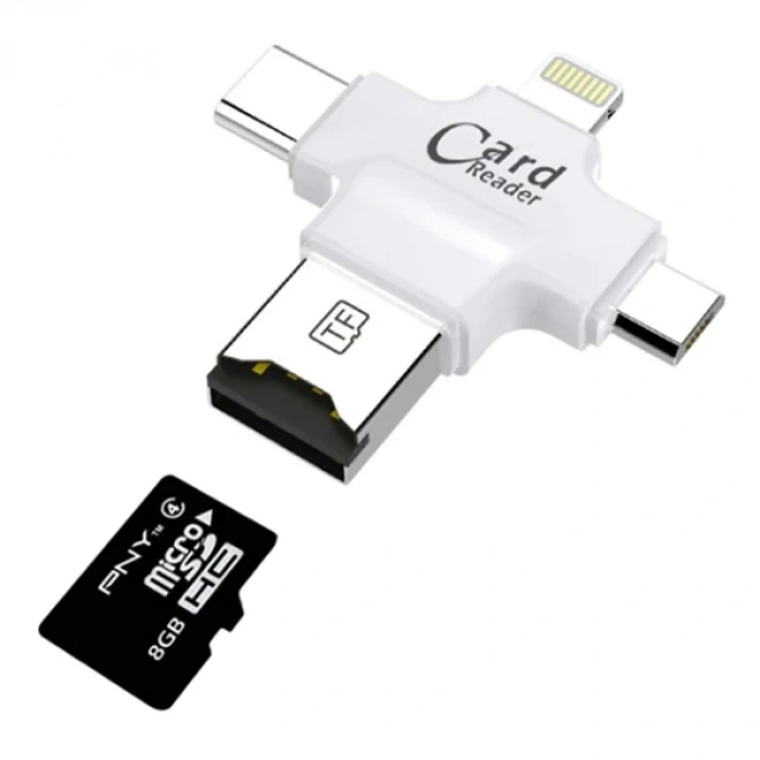 Nevamel Card Reader 4in1 Type-C- İphone Lightning-Micro Usb Hafıza Kart Okuyucu-(5775)