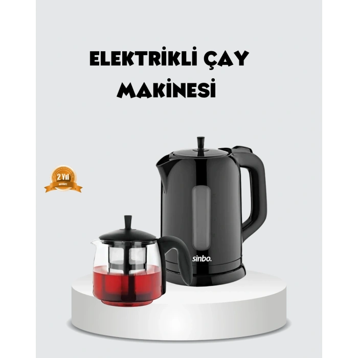 Nevamel Çaycı Cam Demlikli 1800W Güçlü ve Sıcak Tutmalı Elektrikli Çay Makinesi