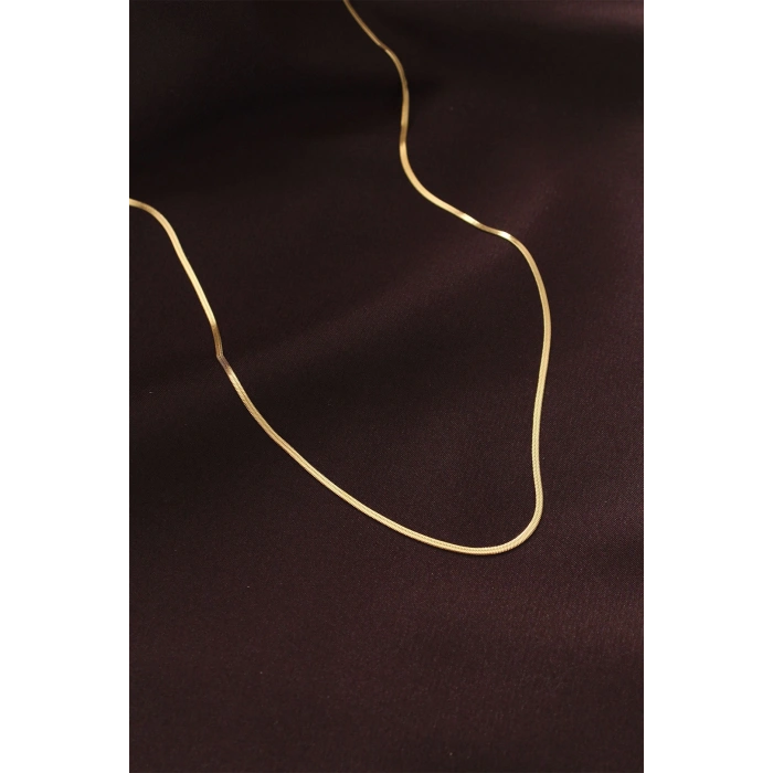 Nevamel® Çelik Gold Renk 60 cm İnce İtalyan Zincir Kolye 5886