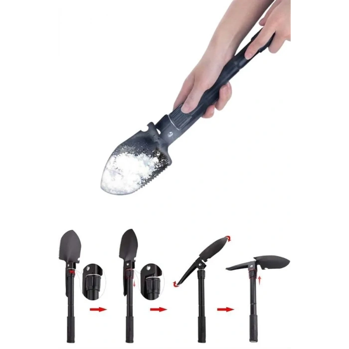 Nevamel® Çelik Katlanır Fonksiyonel Kamp Kazma Kürek Ve Kesme Aleti Seti Küçük Kazma Kürek Seti