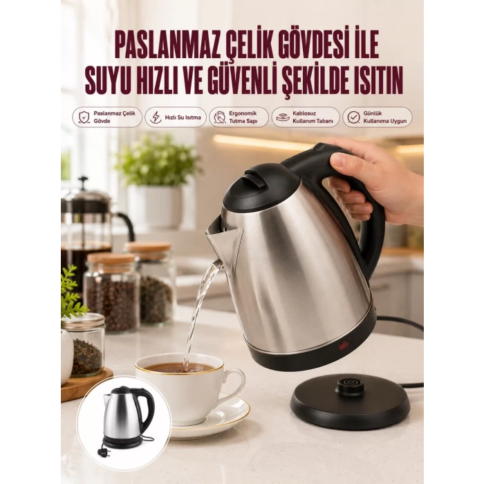 Nevamel® Çelik Su Isıtıcı Kettle Dayanıklı Paslanmaz Çelik Uzun Ömürlü