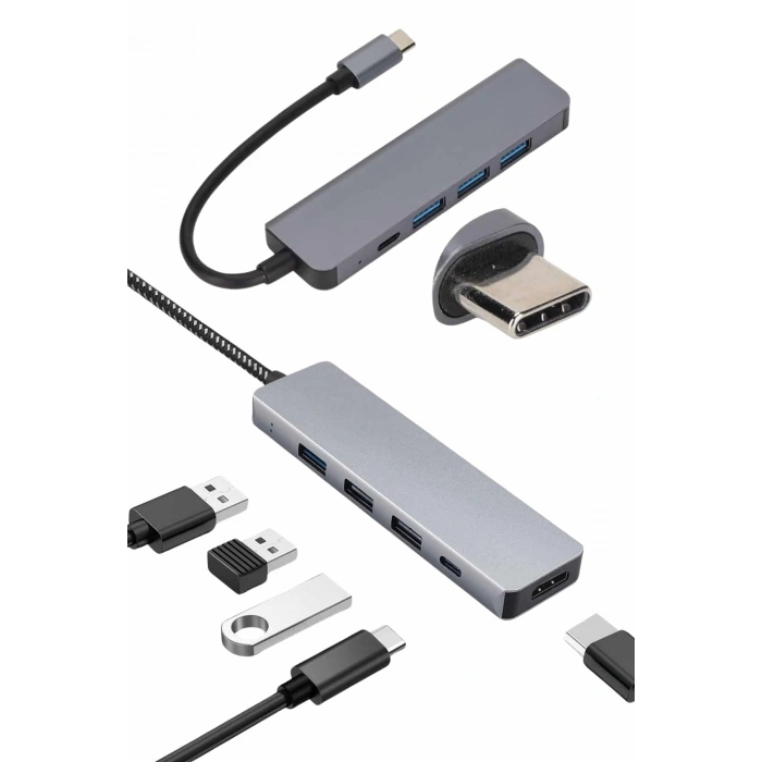 Nevamel Çevirici Dönüştürücü Adaptör Macbook 3 In 1 Type-C To Hdmı USB 3.0