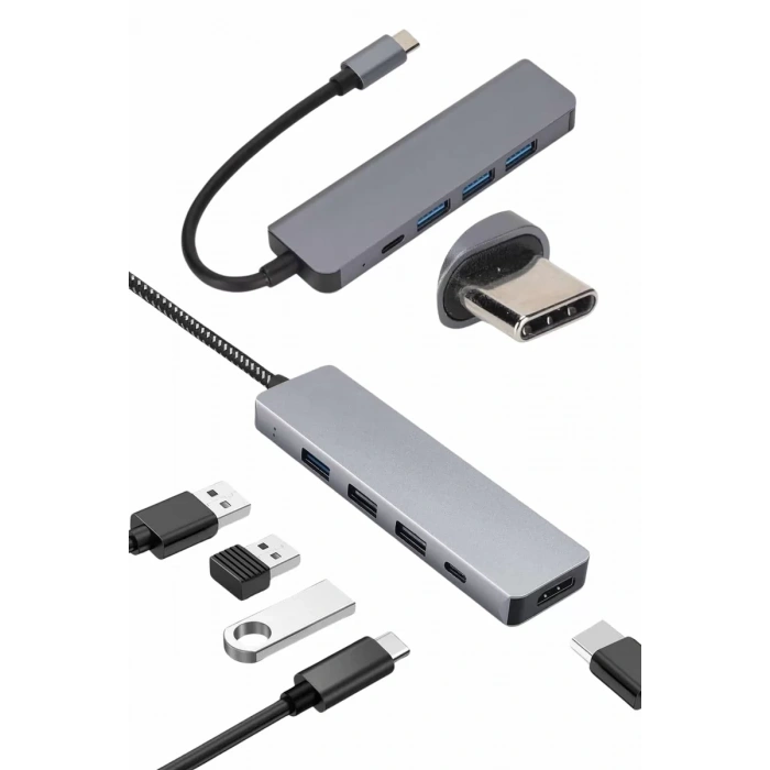 Nevamel® Çevirici Dönüştürücü Adaptör Macbook 3 In 1 Type-C To Hdmı USB 3.0
