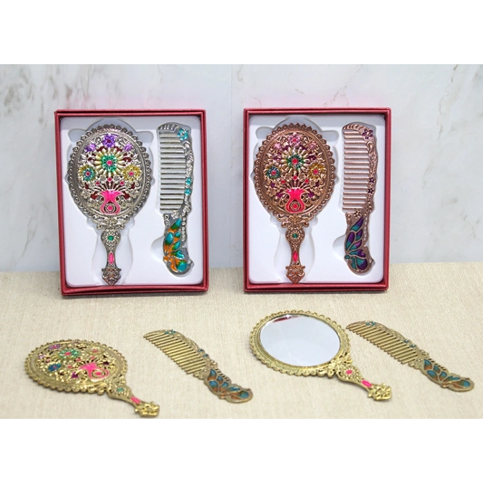 Nevamel Çiçekli Ayna Ve Tarak Seti Küçük Boy