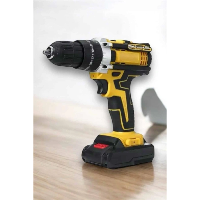 Nevamel® Çift Bataryalı Metal Dişli Darbeli Şarjlı Matkap Seti 24W Güç ve 24 Parça Aksesuar