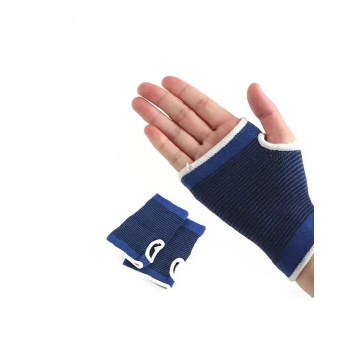 Nevamel® Çift Bilek Destekliği Mavi Örgü Sporcu Bileklik Evrensel Boy 2 Adet