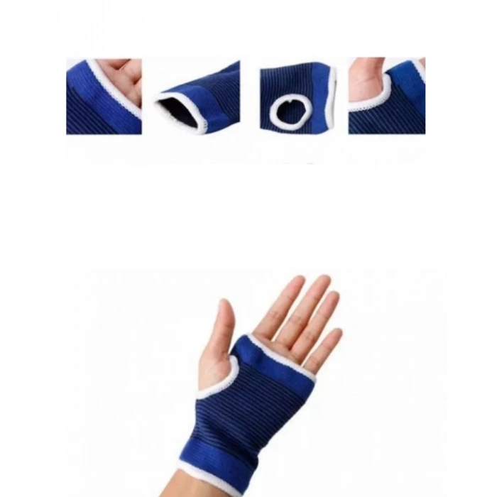 Nevamel® Çift Bilek Destekliği Mavi Örgü Sporcu Bileklik Evrensel Boy 2 Adet