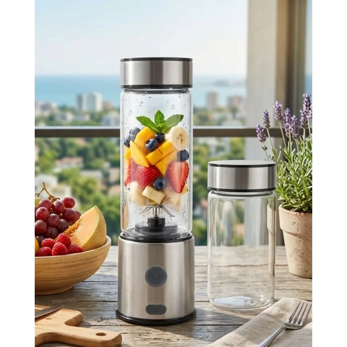 Nevamel® Çift Cam Hazneli Blender 16500 RPM Buz Kırıcı Taşınabilir Blender