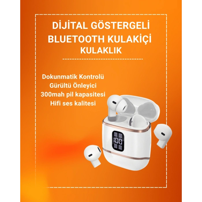 Nevamel Çift Kulaklıklı Bluetooth Kulaklık – 4 Adet ANC-ENC Şarj Kutulu Dijital Göstergeli