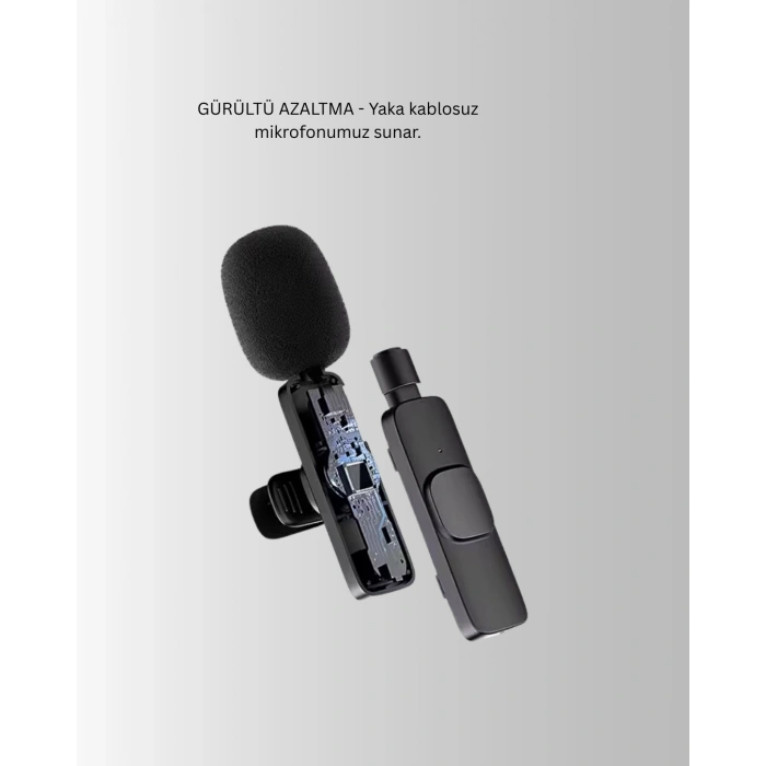 Nevamel® Çift Mikrofonlu Kablosuz Kayıt Seti iPhone Uyumlu Mini Mikrofon