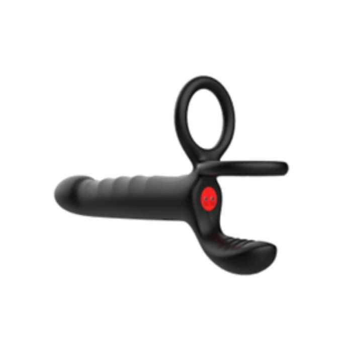 Nevamel® Çift Penis Halkalı Titreşimli Prostat Masaj Aleti Ve Dildo Vibratör - Geciktirici Etkili &Amp; Testis Uyarıcı Esnek Silikon Anal Plug
