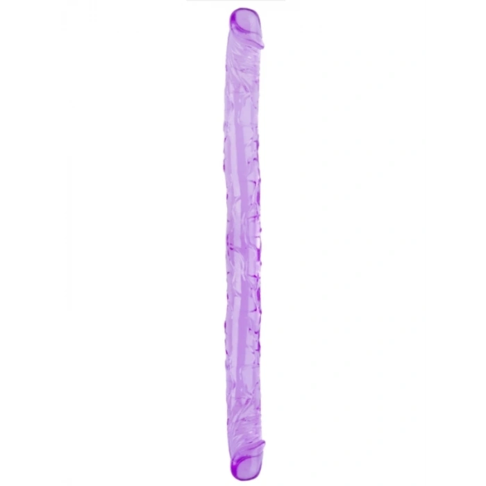 Nevamel® Çift Taraflı Esnek Dildo 34 Cm – Gerçekçi Dokulu Mor Renk