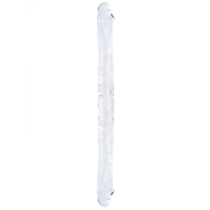 Nevamel® Çift Taraflı Esnek Dildo 34 Cm – Gerçekçi Dokulu Şeffaf Renk