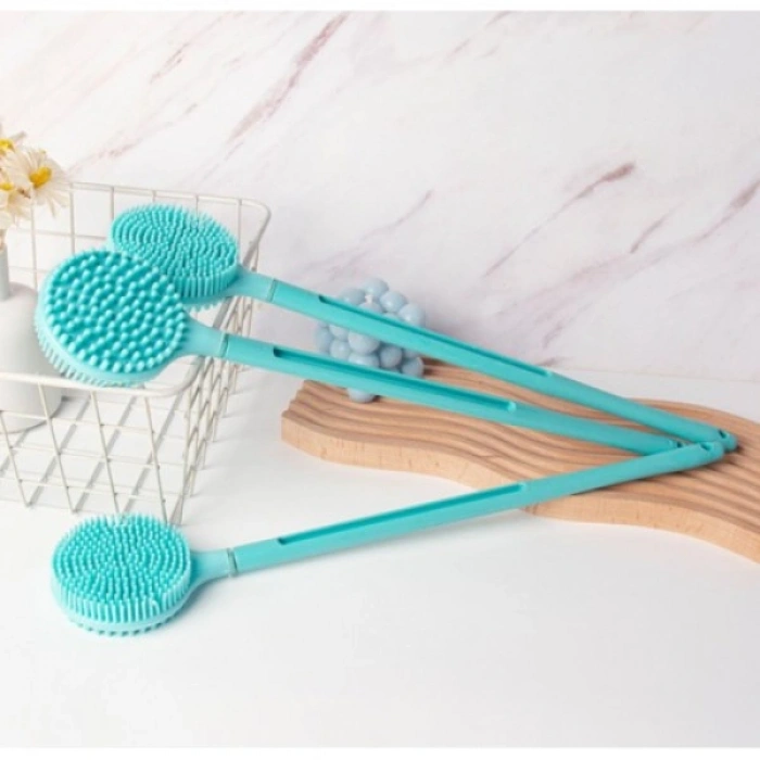 Nevamel Çift Taraflı Silikon Uzun Saplı Banyo Fırçası