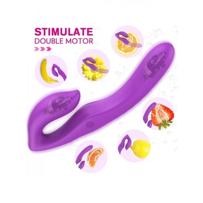 Nevamel® Çift Titreşim Motorlu Strapless Giyilebilir Çift Taraflı Vibratör – 180° Bükülebilir, Ipx7 Su Geçirmez (Kod:180)