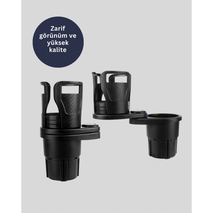 Nevamel® Çiftli Araba Bardak Tutucu Karbon Fiber Görünümlü 360° Ayarlı