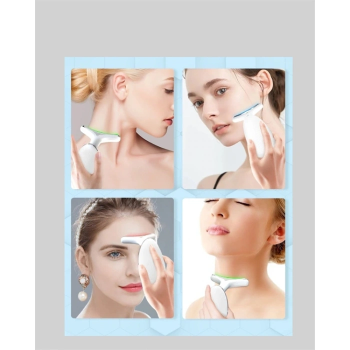 Nevamel® Cilt Yenileyici Şarjlı Güzellik Aleti – Pozitif/Negatif İyon Titreşimli Masaj ve Kırmızı-Mavi-Yeşil Işıkla