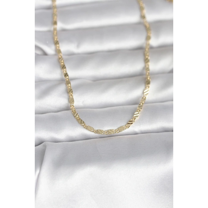 Nevamel® CM 14K Gold Renk Çizgi Lazer Model 60 cm Kadın Kolye 5886