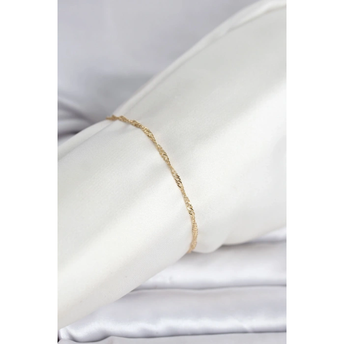 Nevamel® CM 14K Gold Renk Ezme Burgu Zincir Model Kadın Bileklik 5886