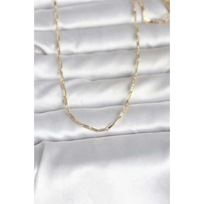 Nevamel® CM 14K Gold Renk İnce Ataç Zincir Model 60 cm Kadın Kolye 5886