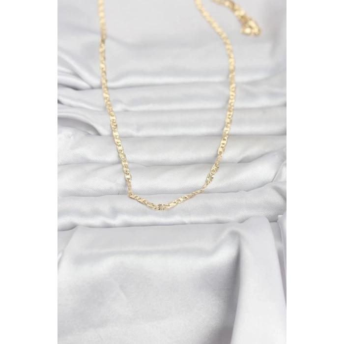 Nevamel® CM 14K Gold Renk Lazer Zincirli Model 60 cm Kadın Kolye 5886
