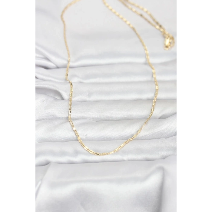 Nevamel® CM 14K Gold Renk Lazerli Zincir Model 60 cm Kadın Kolye 5886