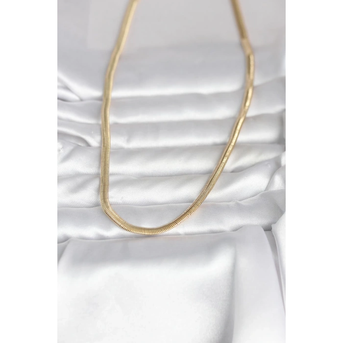 Nevamel® CM 14K Gold Renk Yassı Yılan Zincir Model 45 cm Kadın Kolye 5886