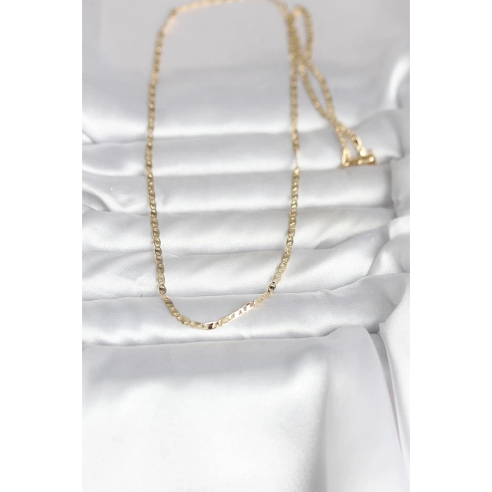 Nevamel® CM 14K Gold Renk Yassı Zincir Model 60 cm Kadın Kolye 5886