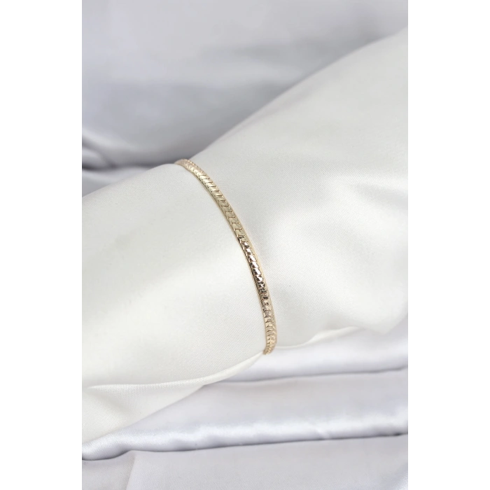 Nevamel® CM 14K Gold Renk Yassı Zincir Model Kadın Bileklik 5886