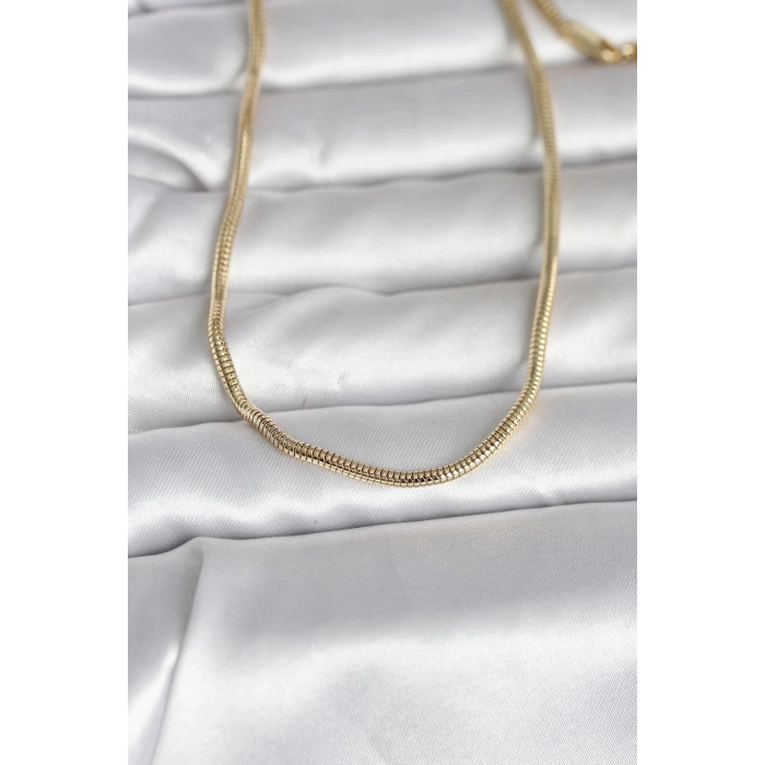 Nevamel® CM 14K Gold Renk Yılan Zincir Model 60 cm Kadın Kolye 5886