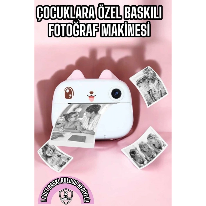 Nevamel® Çocuk Fotoğraf Makinesi Dijital HD Video Rulo Kağıt Baskılı Yazıcı