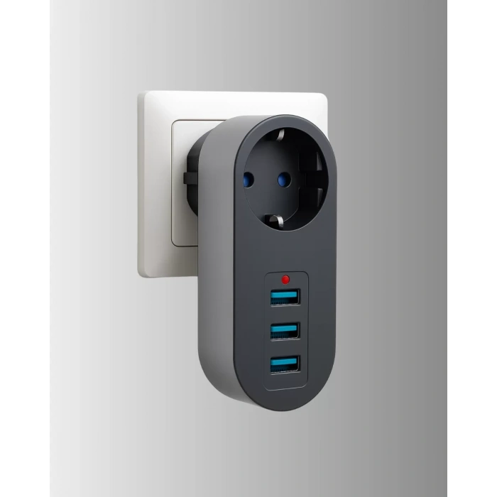 Nevamel® Çocuk Korumalı Termal Priz – 3lü USB Şarj ve Akım Koruması