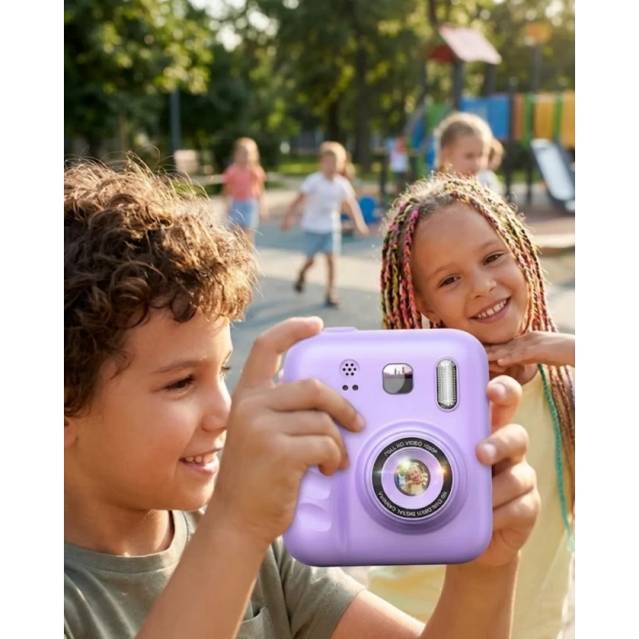 Nevamel® Çocuklar İçin Anında Baskılı Kamera HD Ekran 4 Rulo Kağıt 5 Kalem Set Hediyeli