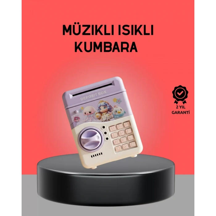 Nevamel® Çocuklar İçin Elektronik Şifreli Para Biriktirme Kumbarası Mor